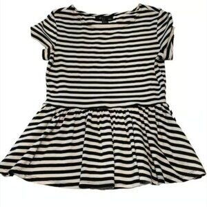 Forever 21 Striped Black White Peplum Blouse Size Med GUC #M-042